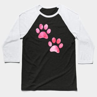 watercolour puppy paws watercolor dog paw pink Baseball T-Shirt